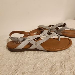 Sartorial Women's Strappy Summer Sandal Leather Suede Grey Size 9